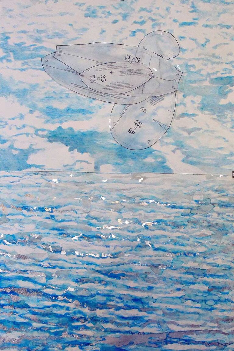 Wolkendecke Sapporo-2x(40x50)cm-Dokumentstift Aquarell Blattsilber Schnittmusterbogen auf Bamboo Bütten